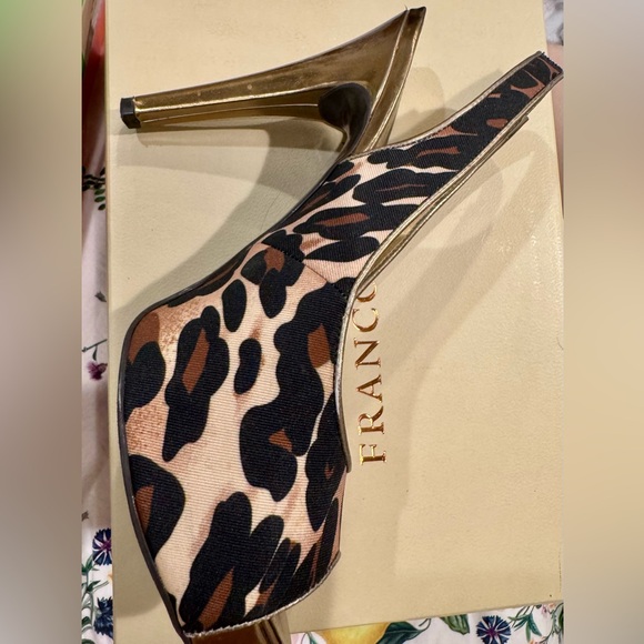 Vintage Guess Leopard Print Peep-toe, Platform Slingback Pumps Sz - Picture 7 of 7